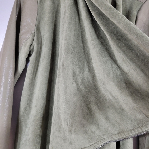 BLANK NYC olive faux leather drape front asymmetrical zip moto jacket - Picture 10 of 11